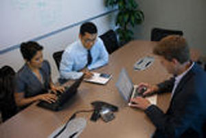 Click for large view of a Polycom SoundStation IP 5000 Conference Room Installation Business Meeting.
